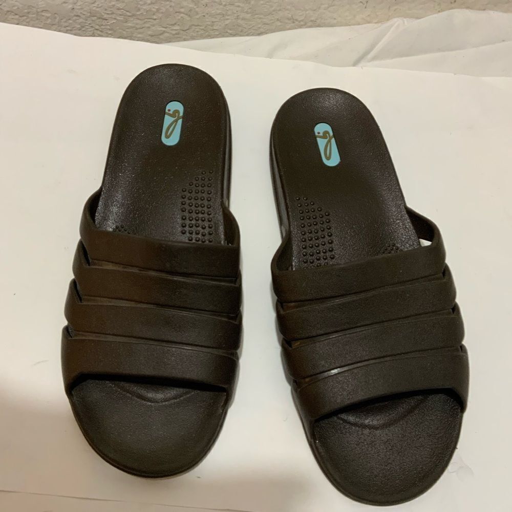Oka B Women's Brown Slides Beach Spa Massaging Sandals Size LL11/12Made In USA